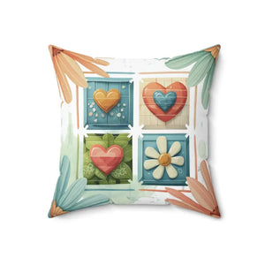 Flower Throw Pillow - Polyester Square Floral Charm - Dipaliz - Pillows