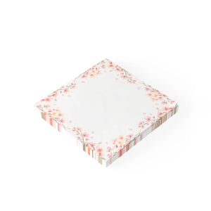 DipaliZ Cherry Blossom Sticky Note Pad — a cherry blossom border in pink, a detail of the print against the writing area