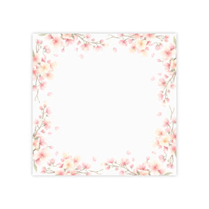 DipaliZ Cherry Blossom Sticky Note Pad — a cherry blossom border in pink, shown as a stacked pad