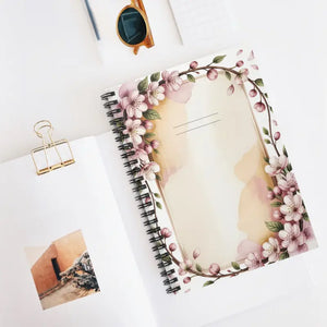Cherry Blossom Spiral Notebook - Ruled Floral Journal - Dipaliz - one Size - Paper Products