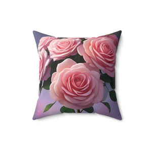 Rose Throw Pillow - Vibrant Pink Polyester Square - Dipaliz - Pillows