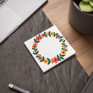 Floral Circle Post-it Notes Vibrant Workspace Essentials - Dipaliz - 4’’ x / White - Sticky