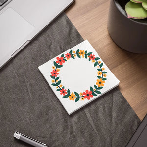 Vibrant Floral Circle Post-it Notes - Gsm White Uncoated - Dipaliz - Sticky