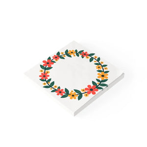 Vibrant Floral Circle Post-it Notes - Gsm White Uncoated - Dipaliz - Sticky