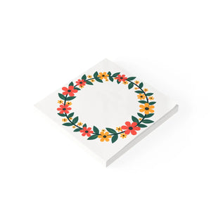 Vibrant Floral Circle Post-it Notes - Gsm White Uncoated - Dipaliz - Sticky