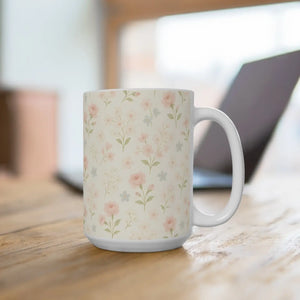 Pastel Floral Coffee Mug - 15oz Ceramic Drinkware - Dipaliz - Mugs