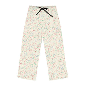 Pajamas - Floral Confetti Pajama Pants - Cozy Cream Lounge Sleepwear - Dipaliz