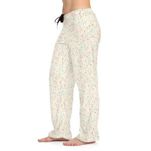 Pajamas - Floral Confetti Pajama Pants - Cozy Cream Lounge Sleepwear - Dipaliz