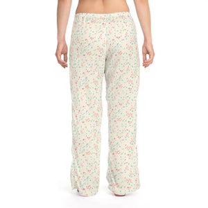Pajamas - Floral Confetti Pajama Pants - Cozy Cream Lounge Sleepwear - Dipaliz