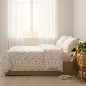Floral Cotton Bed Set – Green Leaf Duvet - Dipaliz - Bedding Sets