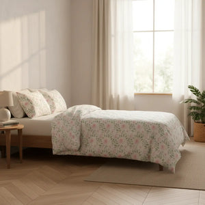 Floral Cotton Bed Set – Green Leaf Duvet - Dipaliz - Bedding Sets