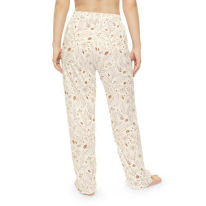 Pajamas - Floral Cream Lounge Pajama Pants - Botanical Sleepwear - Dipaliz