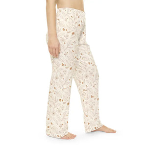 Pajamas - Floral Cream Lounge Pajama Pants - Botanical Sleepwear - Dipaliz