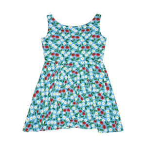 Floral Daisies Skater Dress – Summer Print - Dipaliz - Dresses - Xs