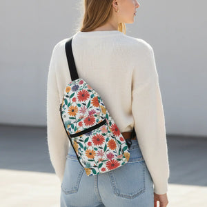 Floral Daisy Sling Bag - Colorful Canvas Travel - Dipaliz - Cross Body Bags
