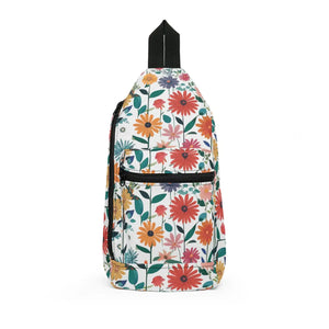 Floral Daisy Sling Bag - Colorful Canvas Travel - Dipaliz - Cross Body Bags