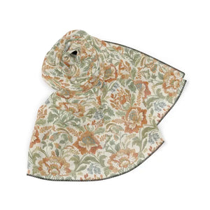 Accessories - Floral Damask Poly Scarf - Vintage Peach Sage Whisper Light - Dipaliz