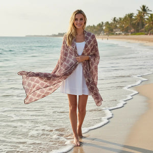 Floral Damask Polyester Scarf, Vintage Rose Pattern - Scarves & Shawls