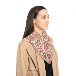 Floral Damask Scarf, Vintage Rose Pattern Lightweight Polyester - Scarves & Shawls