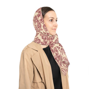 Floral Damask Scarf, Vintage Rose Pattern Lightweight Polyester - Scarves & Shawls