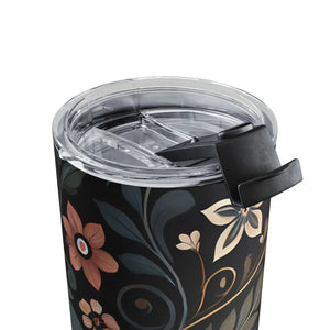 Elegant Floral Design 10oz Tumbler Personalized Gift - Dipaliz - Tumblers
