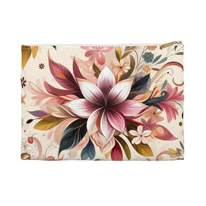 Stylish Floral Design Travel Pouch Durable Spun Polyester Dipaliz - Small / White Zipper - Pouches