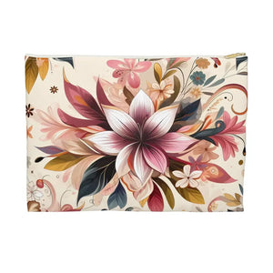 Stylish Floral Design Travel Pouch Durable Spun Polyester Dipaliz - Large / White Zipper - Pouches