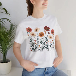 Vibrant Floral Design Short Sleeve Tee - Airlume Combed Cotton - Dipaliz - T-shirt