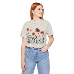 Vibrant Floral Design Short Sleeve Tee - Airlume Combed Cotton - Dipaliz - T-shirt