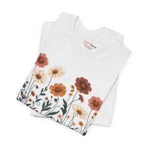 Vibrant Floral Design Short Sleeve Tee - Airlume Combed Cotton - Dipaliz - T-shirt