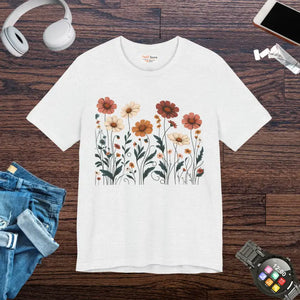 Vibrant Floral Design Short Sleeve Tee - Airlume Combed Cotton - Dipaliz - T-shirt