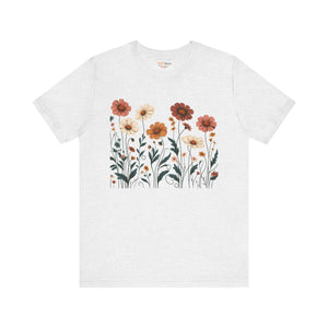 Vibrant Floral Design Short Sleeve Tee - Cotton - Dipaliz - T-shirts