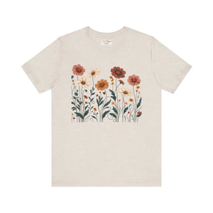 Vibrant Floral Design Short Sleeve Tee - Cotton - Dipaliz - T-shirts