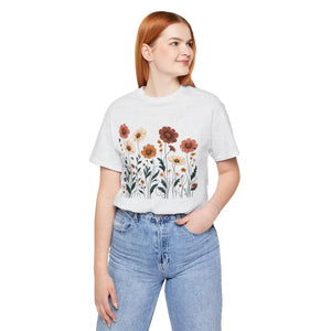 Vibrant Floral Design Short Sleeve Tee - Cotton - Dipaliz - T-shirts
