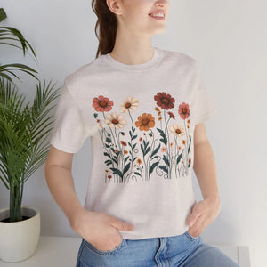 Vibrant Floral Design Short Sleeve Tee - Cotton - Dipaliz - T-shirts