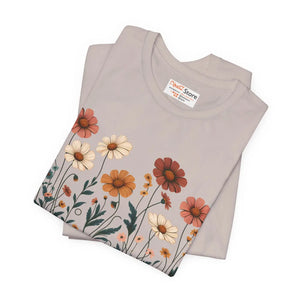 Vibrant Floral Design Short Sleeve Tee - Cotton - Dipaliz - T-shirts