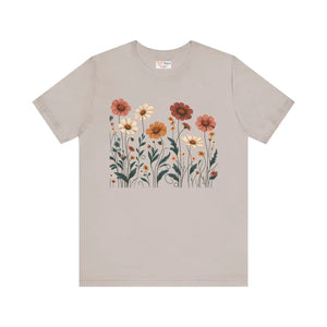 Vibrant Floral Design Short Sleeve Tee - Cotton - Dipaliz - T-shirts