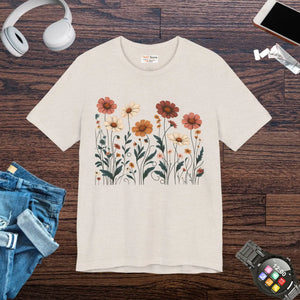 Vibrant Floral Design Short Sleeve Tee - Cotton - Dipaliz - T-shirts