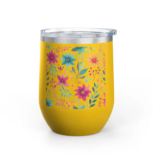 Floral Art Wine Tumbler Design for Lovers Gear by Dipaliz - 12oz / Yellow - Tumblers