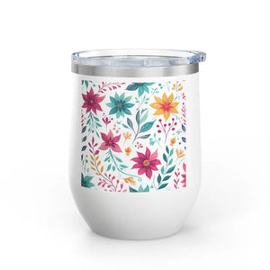 Floral Art Wine Tumbler Design for Lovers Gear by Dipaliz - Tumblers