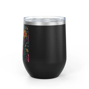 Insulated Floral Wine Tumbler Design - 12oz Steel - Dipaliz - Tumblers