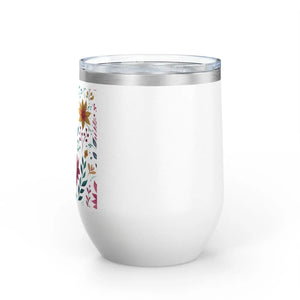 Insulated Floral Wine Tumbler Design - 12oz Steel - Dipaliz - Tumblers