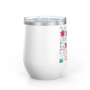 Insulated Floral Wine Tumbler Design - 12oz Steel - Dipaliz - Tumblers