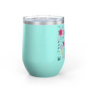 Insulated Floral Wine Tumbler Design - 12oz Steel - Dipaliz - Tumblers