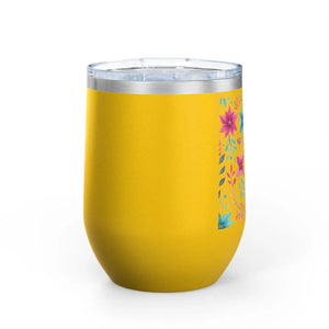 Insulated Floral Wine Tumbler Design - 12oz Steel - Dipaliz - Tumblers