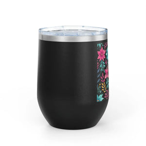 Insulated Floral Wine Tumbler Design - 12oz Steel - Dipaliz - Tumblers