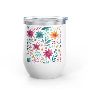 Insulated Floral Wine Tumbler Design - 12oz Steel - Dipaliz - Tumblers