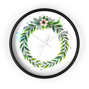 Wall Clock - Floral Wreath Elegance - Dipaliz - Black / White / 10’’ - Clocks