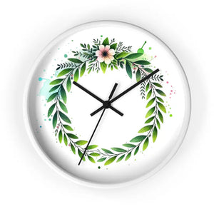 Wall Clock - Floral Wreath Elegance - Dipaliz - White / Black / 10’’ - Clocks