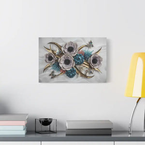 Floral Elegance Matte Canvas Art White Anemones Gold Accents Dipaliz - Artwork